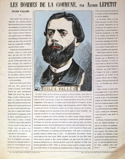 Jules Valles, fransk journalist, författare och medlem av Pariskommunen, 1871 av Alfred Lepetit