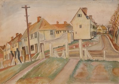 Suburban Scene (akvarell  blyerts på papper) av Alfred Lomnitz