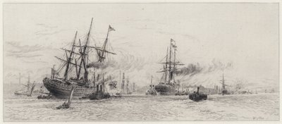 Frakt på Mersey (etsning) av Alfred-Louis Brunet-Debaines