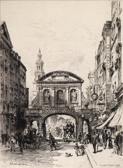 Temple Bar (etsning) av Alfred-Louis Brunet-Debaines