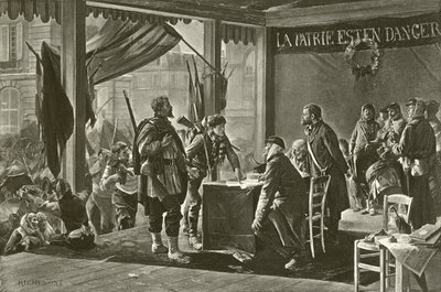 Inskrivning av frivilliga, 1870 (gravyr) av Alfred Paul Marie Richemont