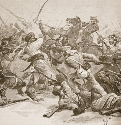 "Det var bajonett mot bajonett", illustration från "Battles of the Nineteenth Century" av Archibald Forbes, G.A. Henty och major Arthur Griffiths. av Alfred Pearse