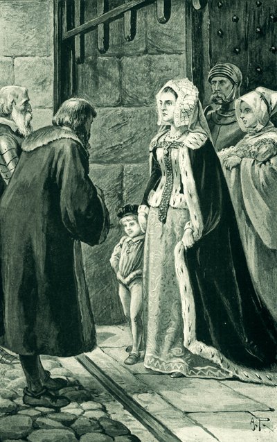Drottning Margareta, änka efter Jakob IV, trotsar adelsmännen av Alfred Pearse