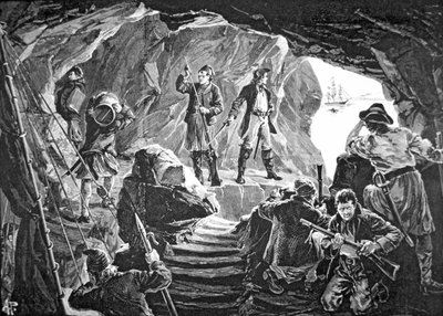 Smugglarnas grotta (litho) av Alfred Pearse