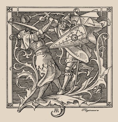 Nibelungen. Hagen av Troneck dödar Iring, 1840-1841. av Alfred Rethel