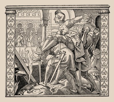 Die Nibelungen. Hur Rudigers kår presenteras för Krimhild, 1840-1841. av Alfred Rethel