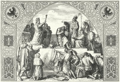 Den sachsiske hövdingen Widukinds dop, 785 (gravyr) av Alfred Rethel