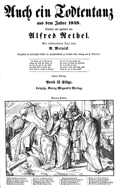 Totentanz 1848: Döden skickas till jorden av Alfred Rethel