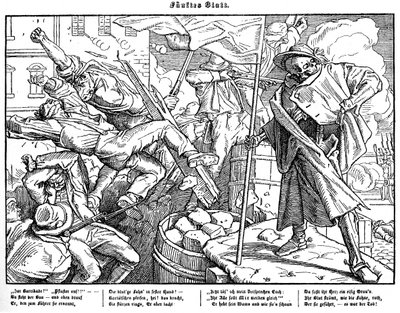 Totentanz 1848: Döden leder revolutionära medborgare av Alfred Rethel