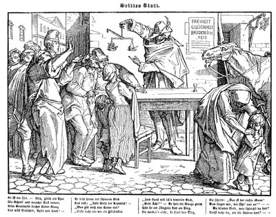 Totentanz 1848: Döden bevisar att alla människor är lika av Alfred Rethel