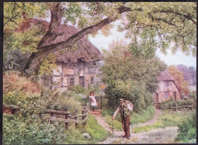 En av Lane at Houghton, Suffolk, från The Cottages and the Village Life of Rural England publicerad av Dent & Sons Limited, 1912 av Alfred Robert Quinton
