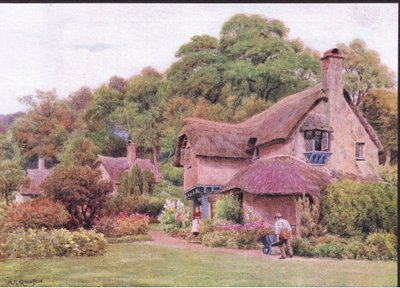 Almshouses, Selworthy Green, Somerset, från The Cottages and the Village Life of Rural England publicerad av Dent & Sons Limited av Alfred Robert Quinton