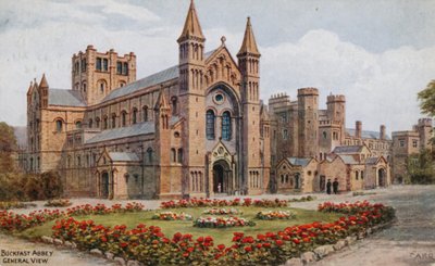 Buckfast Abbey (färg litho) av Alfred Robert Quinton