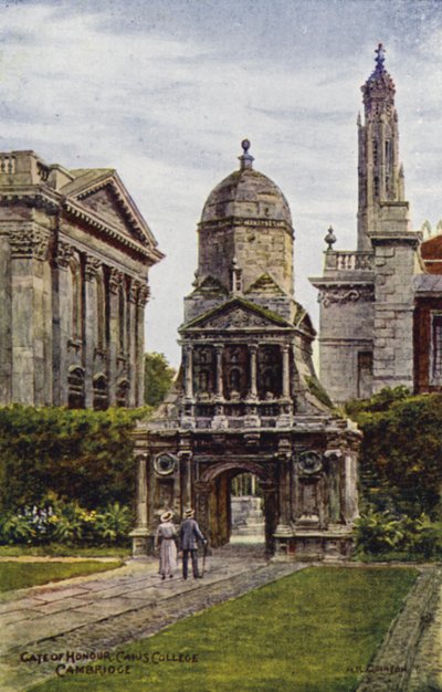 Cambridge: Gate of Honour, Caius College (färg litho) av Alfred Robert Quinton