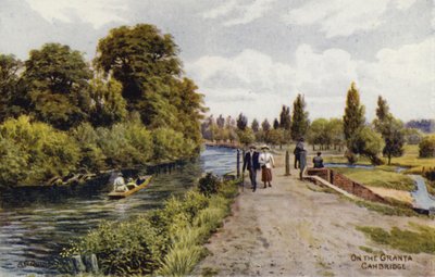 Cambridge: On the Granta (färg litho) av Alfred Robert Quinton