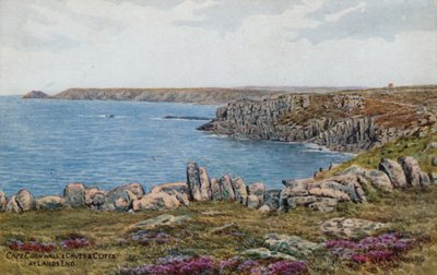 Cape Cornwall, grottor och klippor vid Lands End av Alfred Robert Quinton