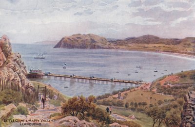 Little Orme  Happy Valley, Llandudno (färglitografi) av Alfred Robert Quinton