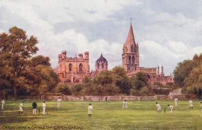 Oxford: Christchurch Cathedral och Tom Tower (färglitografi) av Alfred Robert Quinton