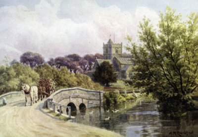 Bron, Coombe Bissett, nära Salisbury (färg litho) av Alfred Robert Quinton