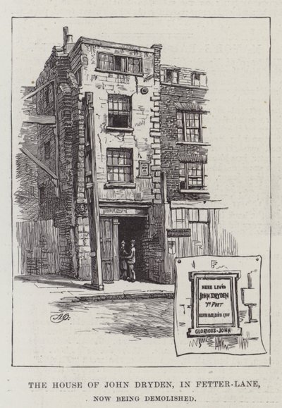 John Drydens hus i Fetter-Lane, som nu rivs. av Alfred Robert Quinton