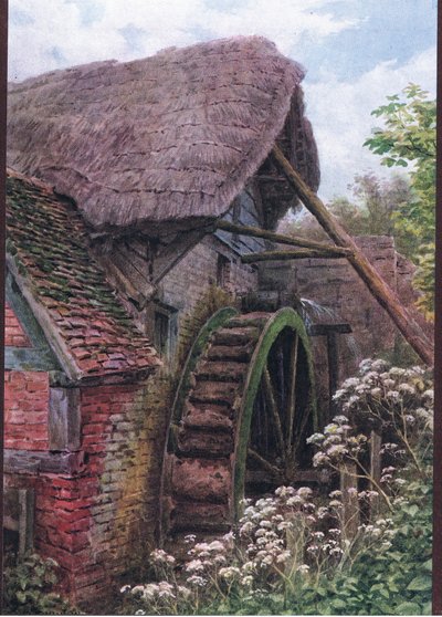 The Mill wheel, Elmley Castle, Worcester, från The Cottages and the Village Life of Rural England utgiven av Dent & Sons Limited av Alfred Robert Quinton
