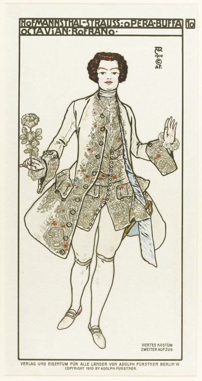 Kostymdesign för operan Der Rosenkavalier The Knight of the Rose av Richard Strauss, 1910 av Alfred Roller