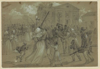 Afroamerikanska soldater mönstrade ut i Little Rock, Arkansas av Alfred Rudolph Waud