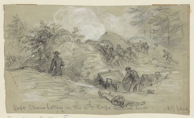Capt. Stevens batteri på 6th Corps Skirmish -linjen av Alfred Rudolph Waud