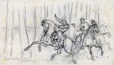 Reynolds död i Gettysburg 1863 (teckning) av Alfred Rudolph Waud