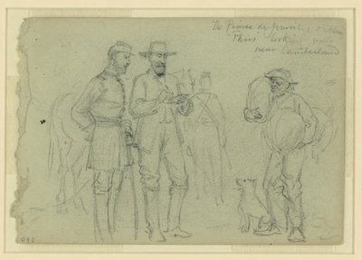Prinsen de Joinville skissar "Paris" och tittar på, nära Cumberland av Alfred Rudolph Waud