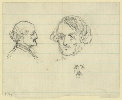 Tre bystporträtt, inklusive Benjamin Butler av Alfred Rudolph Waud