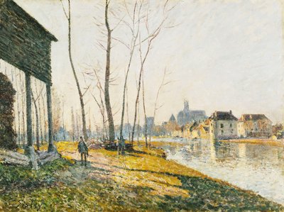 En februarimorgon i Moret-sur-Loing; Februarimorgon i Moret-sur-Loing, 1881 av Alfred Sisley
