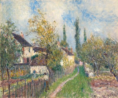 Franska: Un sentier aux Sablons En stig vid Les Sablons av Alfred Sisley