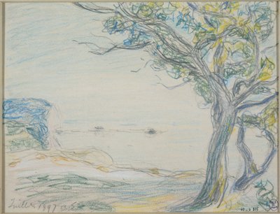 Träd vid havet av Alfred Sisley