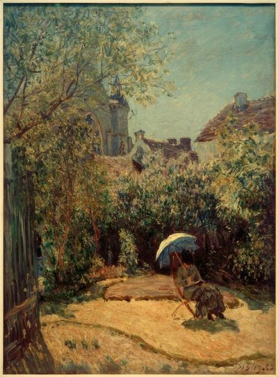 Kvinna med ett parasoll - sommarscen av Alfred Sisley