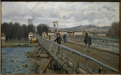 The Argenteuil Footbridge - olja på duk av Alfred Sisley
