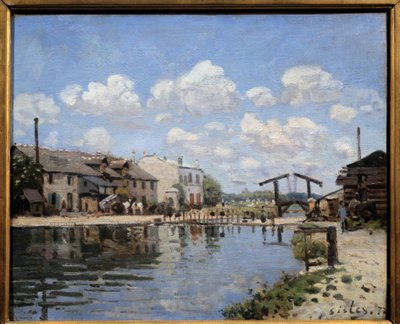 Canal Saint Martin i Paris 1872 Utsikt över slussen. Målning av Alfred Sisley (1839-1899) 1872 Dim. 0,38 x 0,46 m Paris, musee d