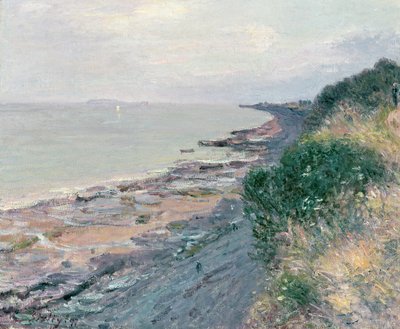 Klippan vid Penarth, kväll, lågt tidvatten av Alfred Sisley