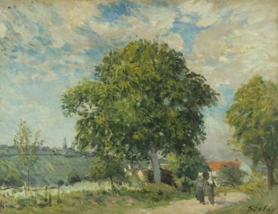The Entrance to the Village, ca 1880 (olja på duk) av Alfred Sisley