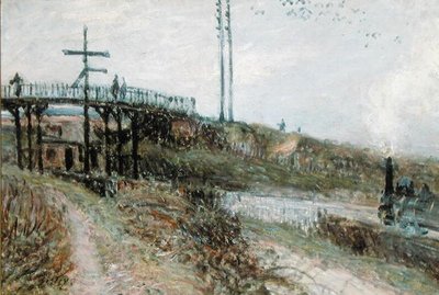 Spången över järnvägen vid Sevres, c.1879 av Alfred Sisley