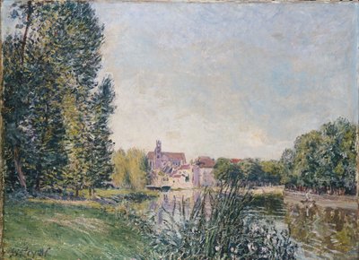 Loingen och kyrkan i Moret, 1886 av Alfred Sisley