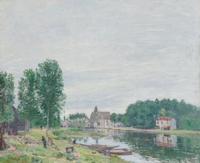 Matrats båtvarv, Moret-Sur-Loing, regnigt väder av Alfred Sisley