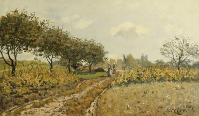 Stigen på landsbygden; Vägen på landet, 1876 av Alfred Sisley