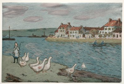 Flodbanken eller gäss av Alfred Sisley