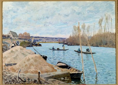 Seinen i hamn, Marly, sandhög av Alfred Sisley