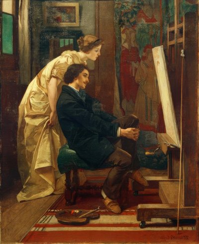 A.Stevens, Målaren och hans modell av Alfred Emile Stevens