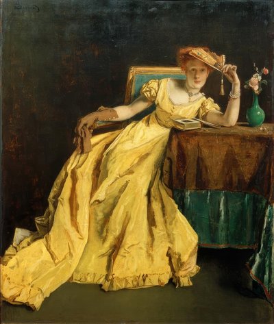 A.Stevens, Damen i gult av Alfred Emile Stevens