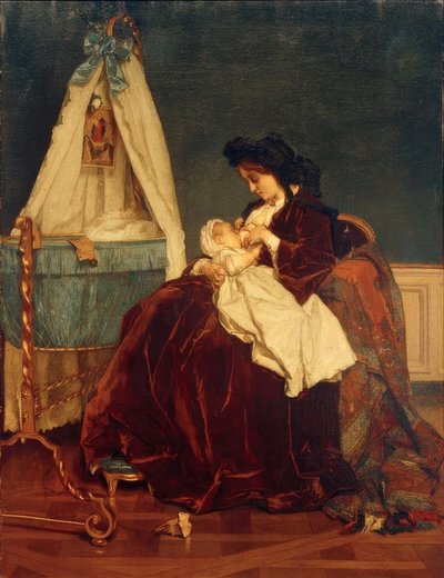 Alfred Stevens, konstnärens fru och son Léopld av Alfred Emile Stevens