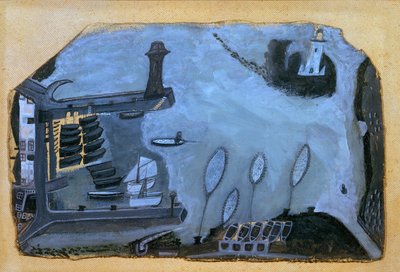 "Det här är Sain Fishery som brukade vara": St. Ives Harbor och Godrevy Lighthouse av Alfred Wallis