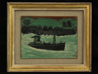 Trålare utanför Cornwalls kust, ca 1928 av Alfred Wallis